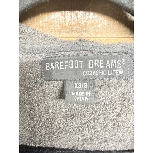 Barefoot Dreams CozyChic Lite Hooded Cardigan Gray XS S Open Front Pockets - Picture 2 of 7